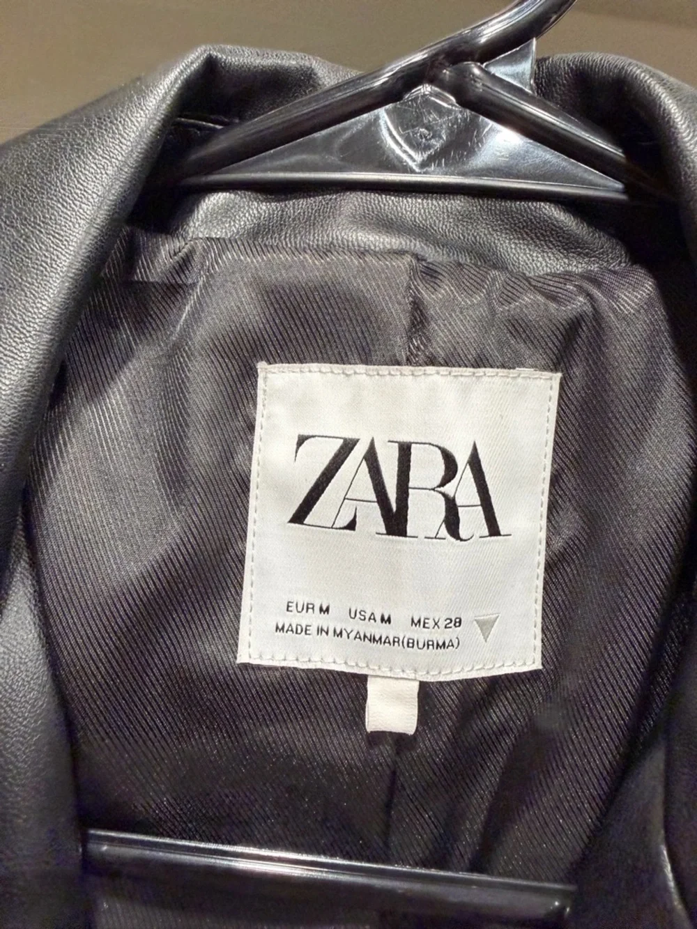 ZARA Black Faux Leather Blazer Jacket - Picture 2 of 2